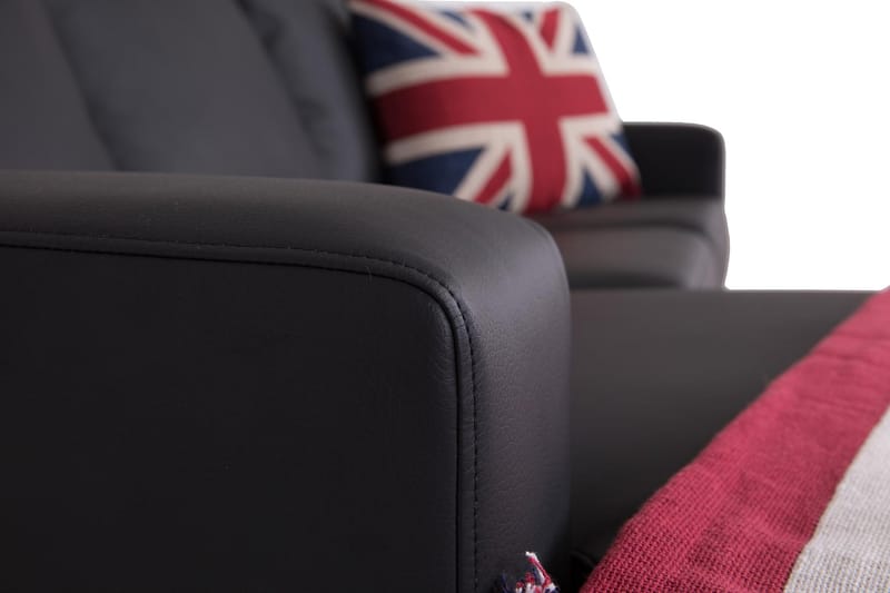 Crazy 3-personers Vendbar L-formet Chaiselongsofa i Kunstlæder - Sort - Møbler - Sofaer - Sofa med chaiselong