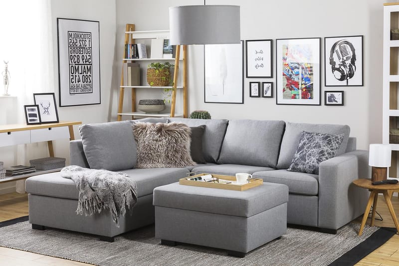 Crazy 3-personers Venstrevendt L-formet Chaiselongsofa i Stof - Grå - Møbler - Sofaer - Sofa med chaiselong
