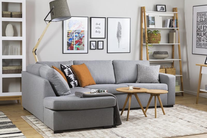 Crazy 3-personers Venstrevendt L-formet Chaiselongsofa i Stof - Grå - Møbler - Sofaer - Sofa med chaiselong
