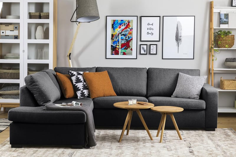 Crazy 3-personers Venstrevendt L-formet Chaiselongsofa i Stof - Mørkegrå - Møbler - Sofaer - Sofa med chaiselong