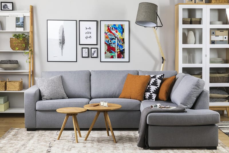 Crazy 3-personers Højrevendt L-formet Chaiselongsofa i Stof - Grå - Møbler - Sofaer - Sofa med chaiselong