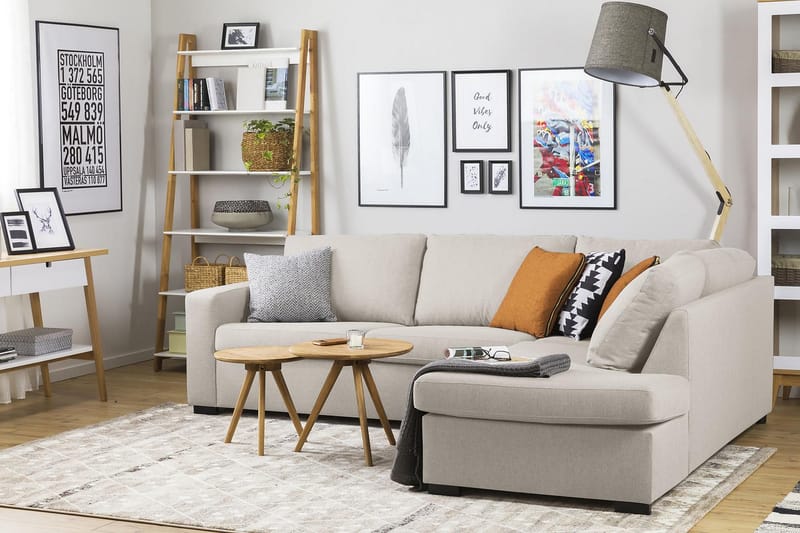 Crazy 3-personers Højrevendt L-formet Chaiselongsofa i Stof - Beige - Møbler - Sofaer - Sofa med chaiselong