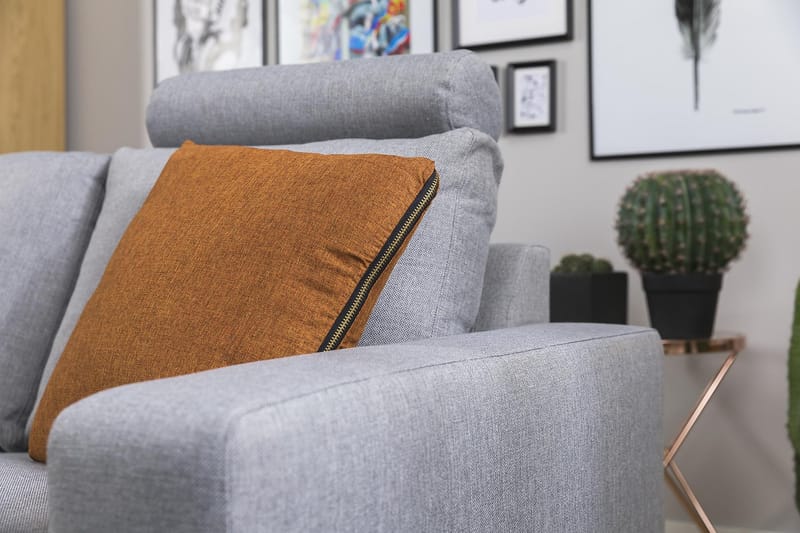 Crazy 3-personers Vendbar L-formet Chaiselongsofa i Stof - Grå - Møbler - Sofaer - Sofa med chaiselong