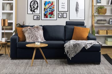 Crazy 3-personers Vendbar L-formet Chaiselongsofa i Stof - Blå - Møbler - Sofaer - Sofa med chaiselong