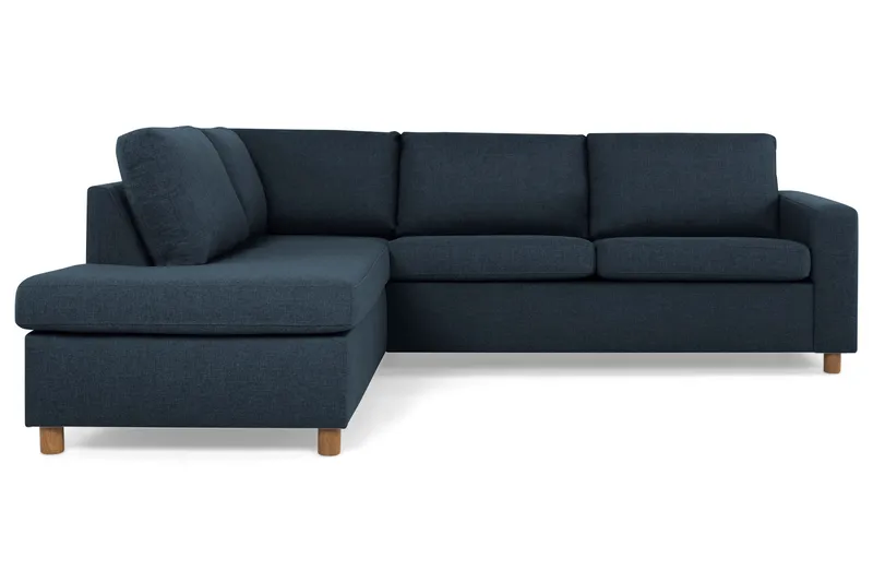 Crazy 3-personers Venstrevendt L-formet Chaiselongsofa i Stof, Blå