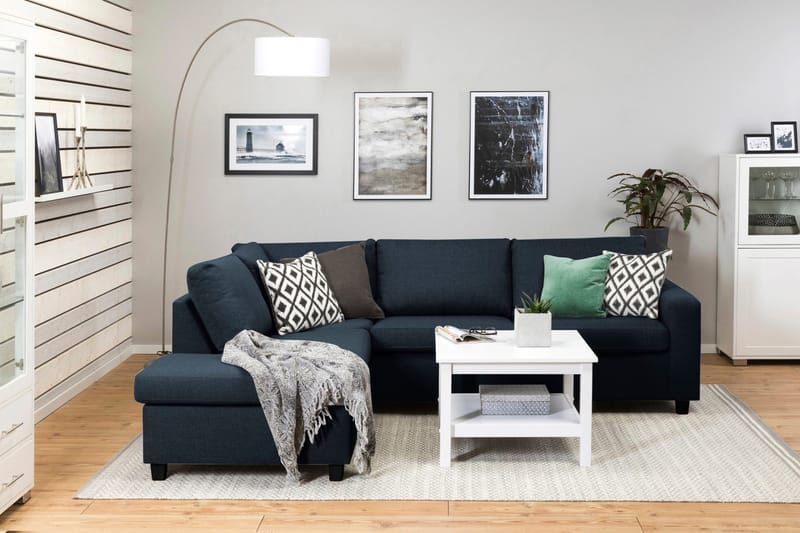 Crazy 3-personers Venstrevendt L-formet Chaiselongsofa i Stof - Blå - Møbler - Sofaer - Sofa med chaiselong