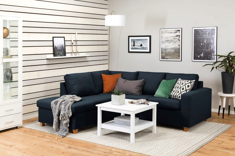 Crazy 3-personers Venstrevendt L-formet Chaiselongsofa i Stof - Blå - Møbler - Sofaer - Sofa med chaiselong - 2-personer sofa med chaiselong