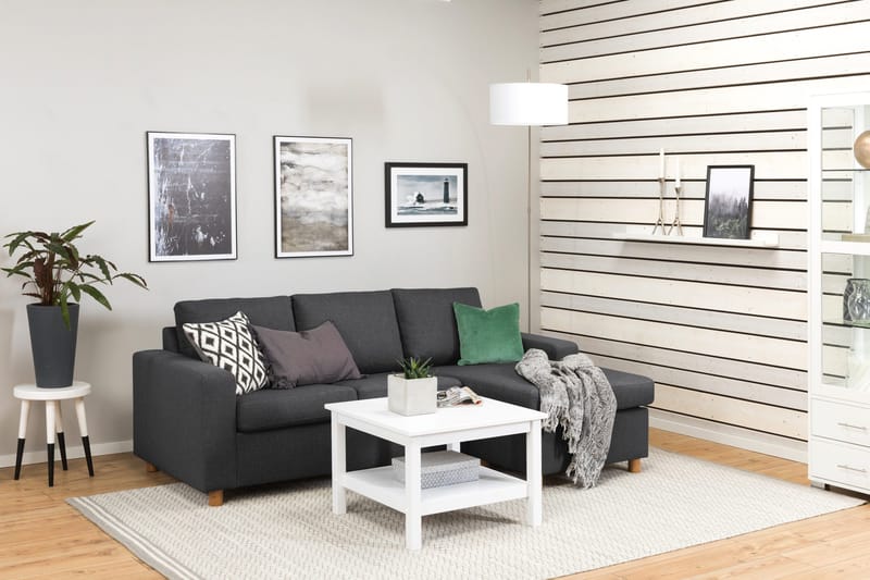 Crazy 3-personers Vendbar L-formet Chaiselongsofa i Stof - Mørkegrå - Møbler - Sofaer - Sofa med chaiselong - 3 personers sofa med chaiselong