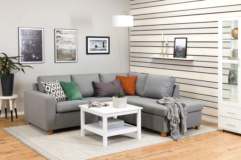 Crazy 3-personers Højrevendt L-formet Chaiselongsofa i Stof - Grå - Møbler - Sofaer - Sofa med chaiselong - 2-personer sofa med chaiselong