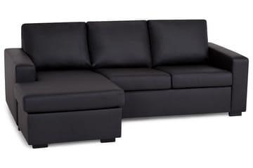 Crazy 3-personers Vendbar L-formet Chaiselongsofa i Kunstlæder - Sort - Møbler - Sofaer - Sofa med chaiselong