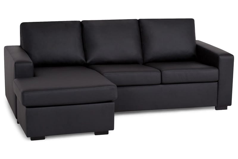 Crazy 3-personers Vendbar L-formet Chaiselongsofa i Kunstlæder - Sort - Møbler - Sofaer - Sofa med chaiselong - 3 personers sofa med chaiselong