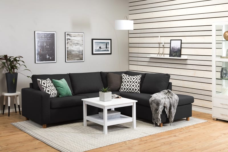 Crazy 3-personers Højrevendt L-formet Chaiselongsofa i Stof - Antracit - Møbler - Sofaer - Sofa med chaiselong - 3 personers sofa med chaiselong