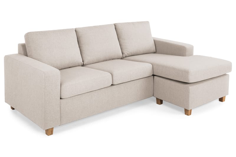 Crazy 3-personers Vendbar L-formet Chaiselongsofa i Stof - Beige - Møbler - Sofaer - Sofa med chaiselong
