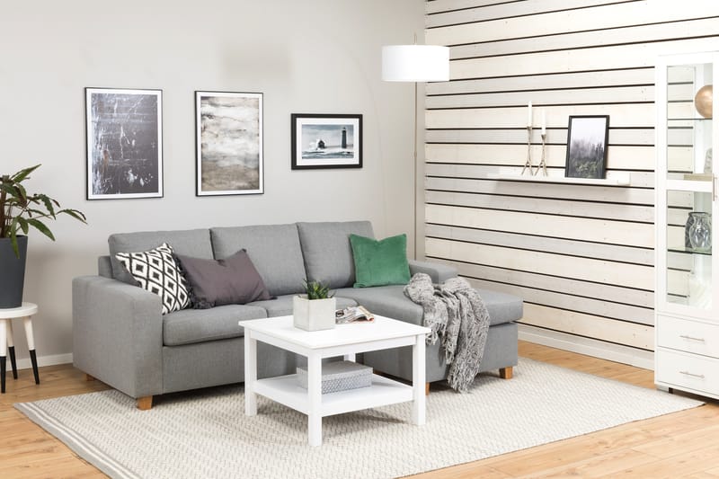Crazy 3-personers Vendbar L-formet Chaiselongsofa i Stof - Grå - Møbler - Sofaer - Sofa med chaiselong