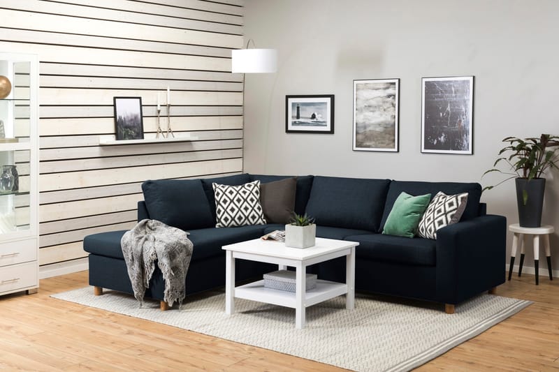 Crazy 3-personers Venstrevendt L-formet Chaiselongsofa i Stof - Blå - Møbler - Sofaer - Sofa med chaiselong