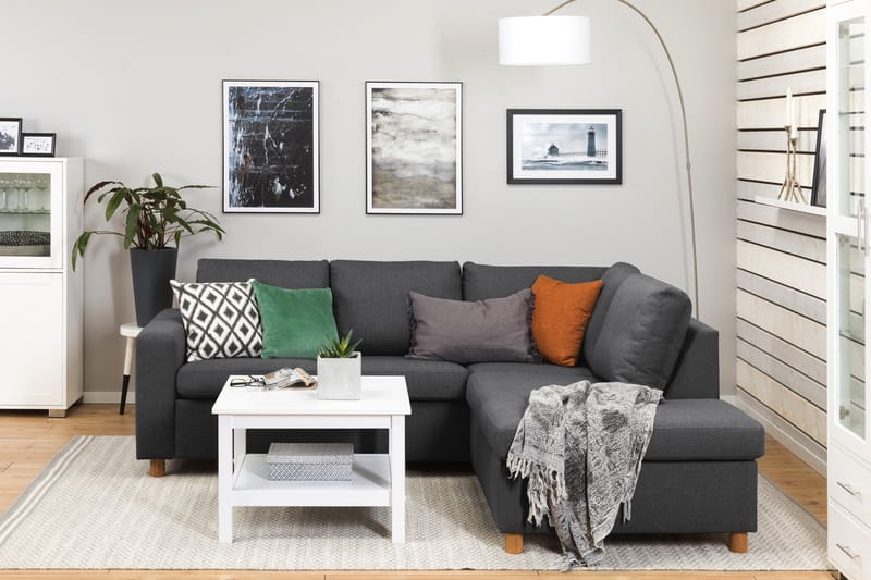 Crazy 3-personers Højrevendt L-formet Chaiselongsofa i Stof - Mørkegrå - Møbler - Sofaer - Sofa med chaiselong