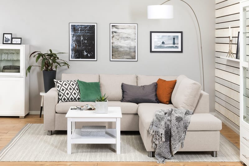 Crazy 3-personers Højrevendt L-formet Chaiselongsofa i Stof - Beige - Møbler - Sofaer - Sofa med chaiselong - 2-personer sofa med chaiselong