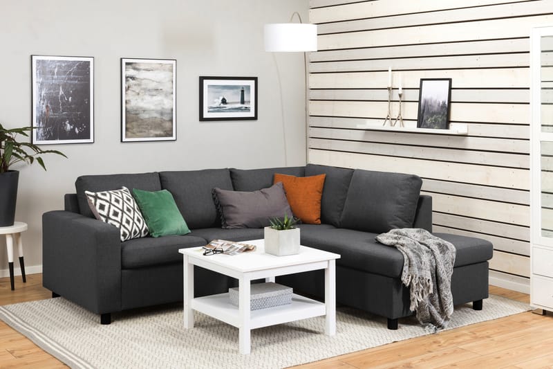 Crazy 3-personers Højrevendt L-formet Chaiselongsofa i Stof - Mørkegrå - Møbler - Sofaer - Sofa med chaiselong