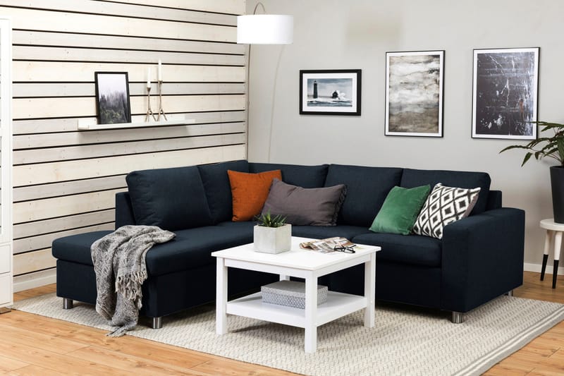 Crazy 3-personers Venstrevendt L-formet Chaiselongsofa i Stof - Blå - Møbler - Sofaer - Sofa med chaiselong - 2-personer sofa med chaiselong