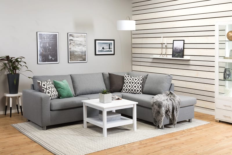 Crazy 3-personers Højrevendt L-formet Chaiselongsofa i Stof - Grå - Møbler - Sofaer - Sofa med chaiselong - 3 personers sofa med chaiselong