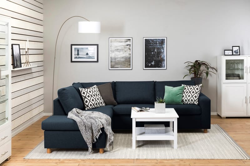 Crazy 3-personers Venstrevendt L-formet Chaiselongsofa i Stof - Blå - Møbler - Sofaer - Sofa med chaiselong