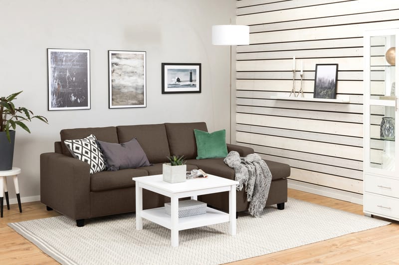 Crazy 3-personers Vendbar L-formet Chaiselongsofa i Stof - Brun - Møbler - Sofaer - Sofa med chaiselong