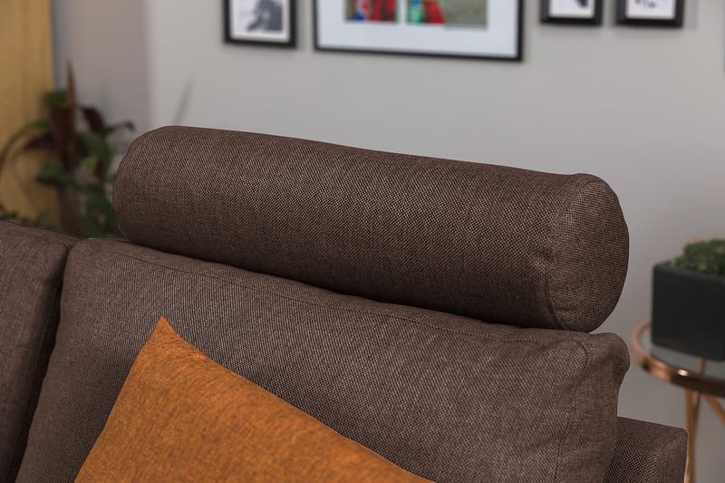 Crazy 3-personers Vendbar L-formet Chaiselongsofa i Stof - Brun - Møbler - Sofaer - Sofa med chaiselong - 3 personers sofa med chaiselong