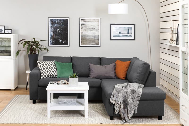 Crazy 3-personers Højrevendt L-formet Chaiselongsofa i Stof - Mørkegrå - Møbler - Sofaer - Sofa med chaiselong