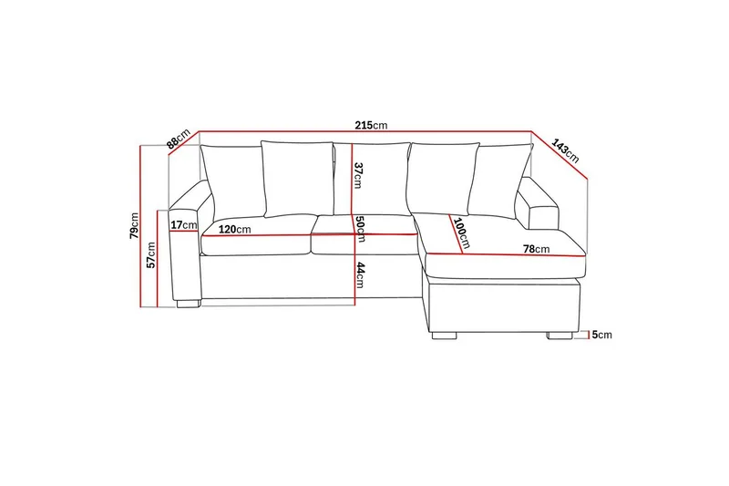 Crazy 3-personers Vendbar L-formet Divansofa i Stof inkl. Kuvertpuder - Mørkegrå - Møbler - Sofaer - Sofa med chaiselong
