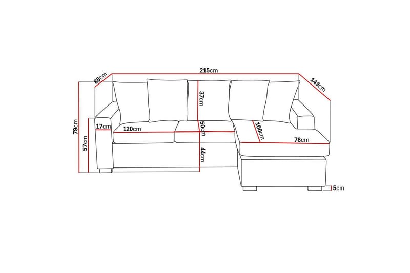 Crazy 3-personers Vendbar L-formet Divansofa i Stof inkl. Kuvertpuder - Mørkegrå - Møbler - Sofaer - Sofa med chaiselong
