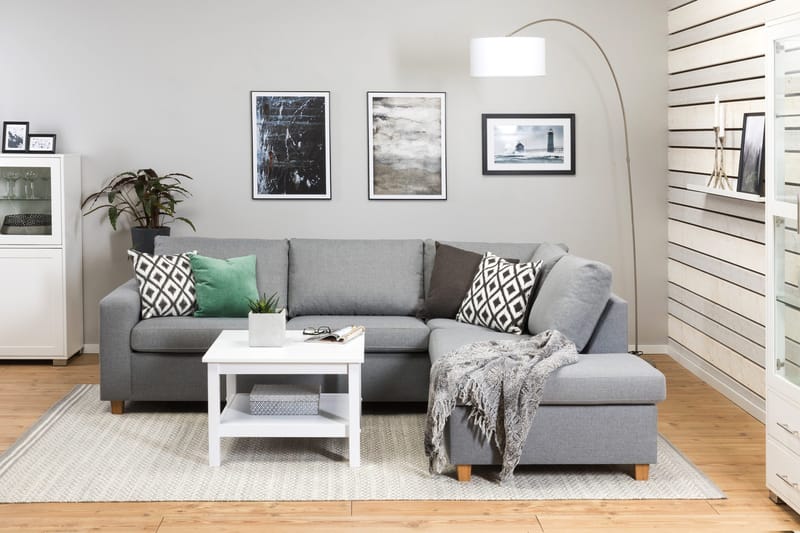 Crazy 3-personers Højrevendt L-formet Chaiselongsofa i Stof - Grå - Møbler - Sofaer - Sofa med chaiselong - 3 personers sofa med chaiselong