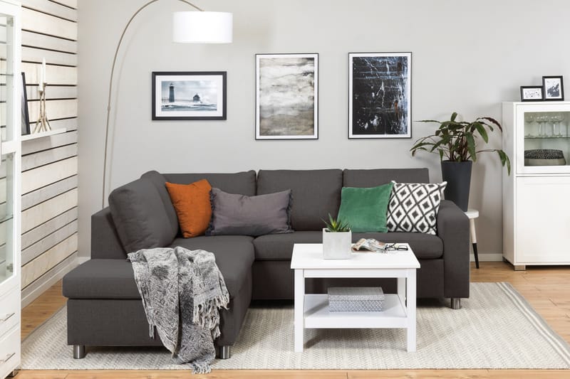 Crazy 3-personers Venstrevendt L-formet Chaiselongsofa i Stof - Mørkegrå - Møbler - Sofaer - Sofa med chaiselong