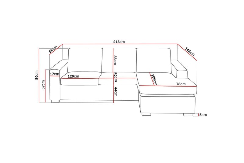 Crazy 3-personers Vendbar L-formet Chaiselongsofa i Stof - Brun - Møbler - Sofaer - Sofa med chaiselong