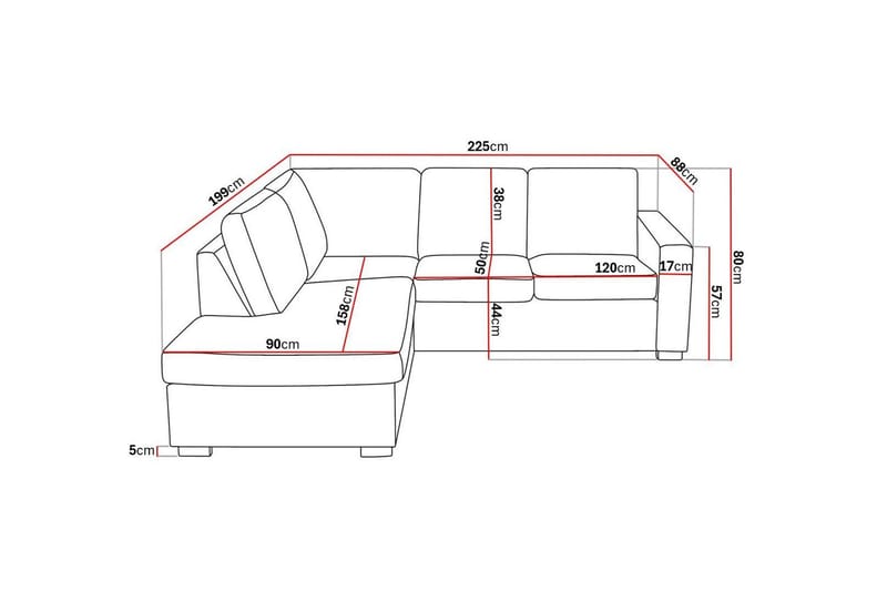 Crazy 3-personers Venstrevendt L-formet Chaiselongsofa i Stof - Beige - Møbler - Sofaer - Sofa med chaiselong
