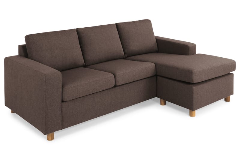 Crazy 3-personers Vendbar L-formet Chaiselongsofa i Stof - Brun - Møbler - Sofaer - Sofa med chaiselong - 3 personers sofa med chaiselong