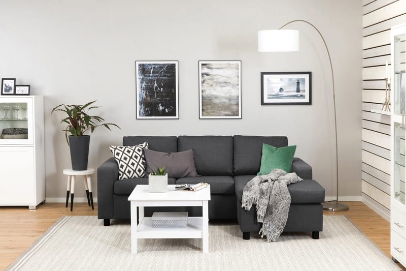 Crazy 3-personers Vendbar L-formet Chaiselongsofa i Stof - Mørkegrå - Møbler - Sofaer - Sofa med chaiselong
