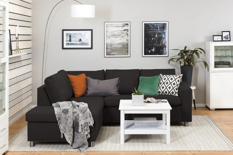 Crazy 3-personers Venstrevendt L-formet Chaiselongsofa i Stof - Antracit - Møbler - Sofaer - Sofa med chaiselong