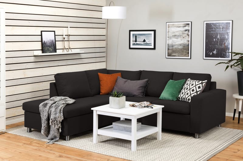 Crazy 3-personers Venstrevendt L-formet Chaiselongsofa i Stof - Antracit - Møbler - Sofaer - Sofa med chaiselong