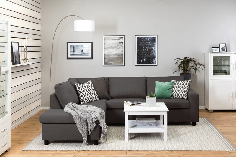 Crazy 3-personers Venstrevendt L-formet Chaiselongsofa i Stof - Mørkegrå - Møbler - Sofaer - Sofa med chaiselong