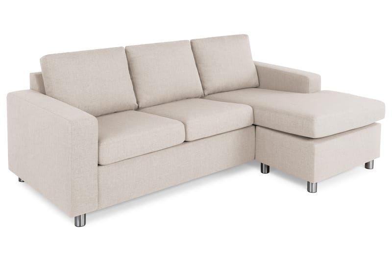 Crazy 3-personers Vendbar L-formet Chaiselongsofa i Stof - Beige - Møbler - Sofaer - Sofa med chaiselong