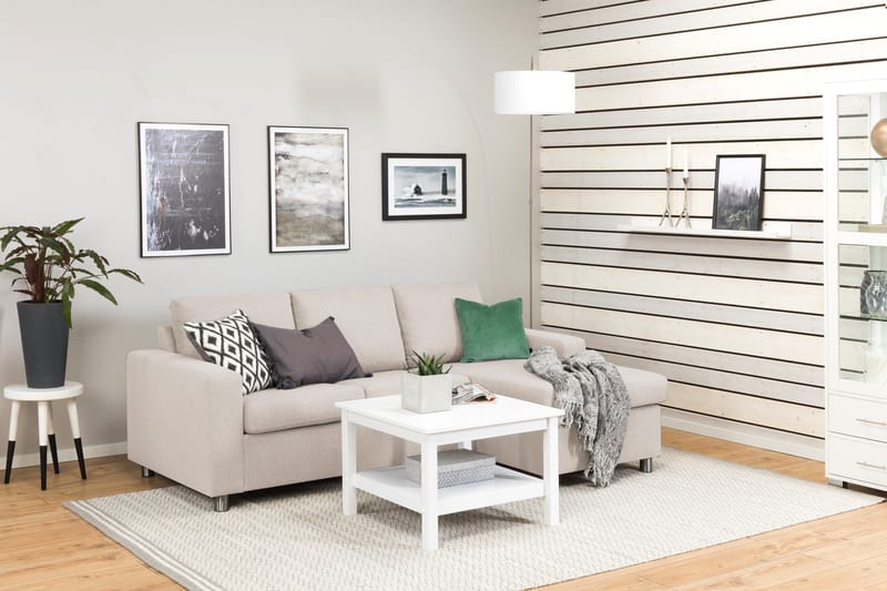 Crazy 3-personers Vendbar L-formet Chaiselongsofa i Stof - Beige - Møbler - Sofaer - Sofa med chaiselong