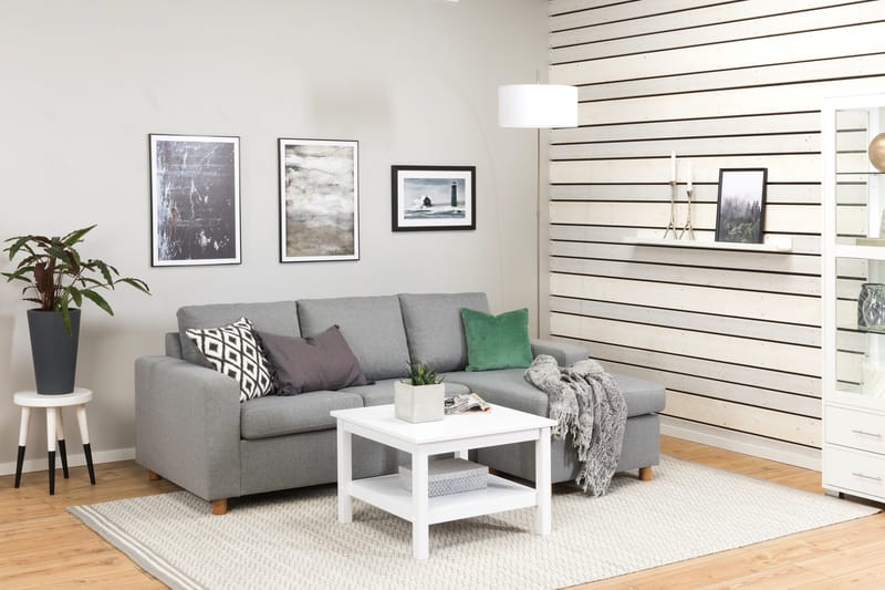 Crazy 3-personers Vendbar L-formet Chaiselongsofa i Stof - Grå - Møbler - Sofaer - Sofa med chaiselong