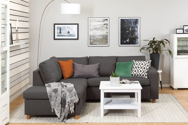 Crazy 3-personers Venstrevendt L-formet Chaiselongsofa i Stof - Mørkegrå - Møbler - Sofaer - Sofa med chaiselong
