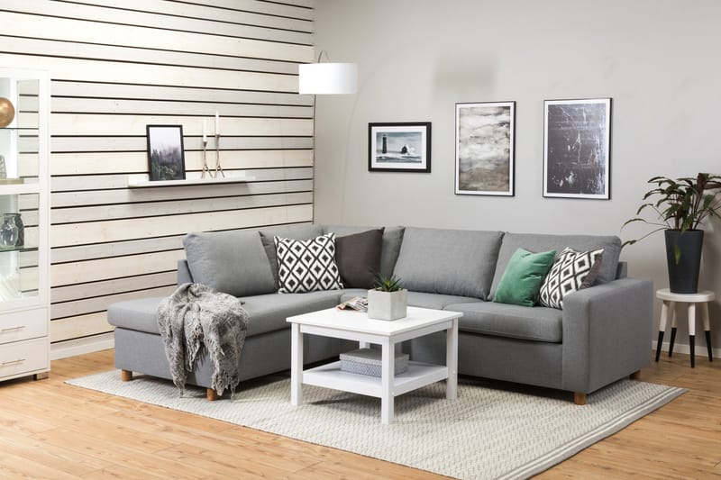 Crazy 3-personers Venstrevendt L-formet Chaiselongsofa i Stof - Grå - Møbler - Sofaer - Sofa med chaiselong