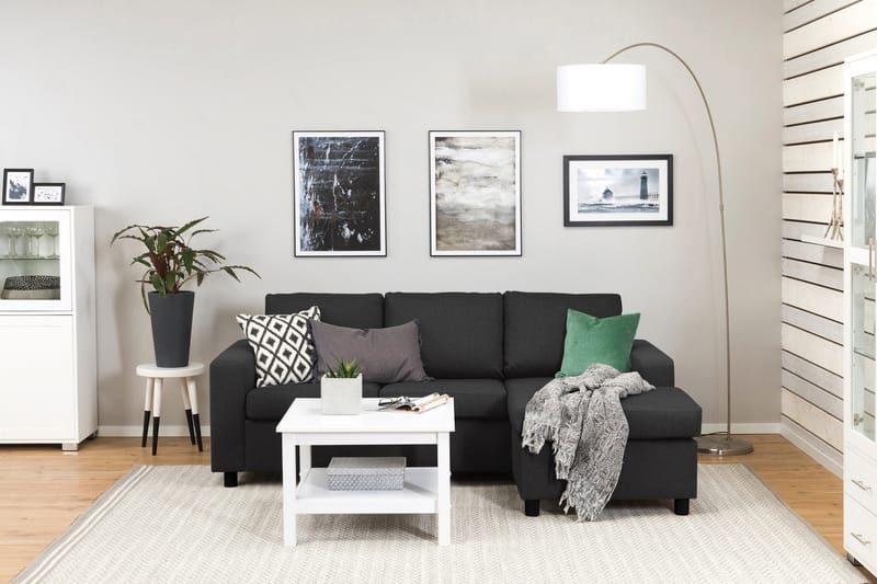 Crazy 3-personers Vendbar L-formet Chaiselongsofa i Stof - Antracit - Møbler - Sofaer - Sofa med chaiselong