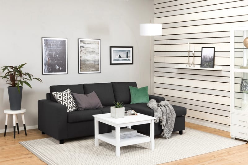 Crazy 3-personers Vendbar L-formet Chaiselongsofa i Stof - Antracit - Møbler - Sofaer - Sofa med chaiselong