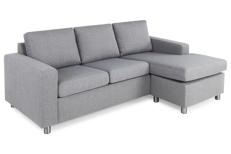 Crazy 3-personers Vendbar L-formet Chaiselongsofa i Stof - Grå - Møbler - Sofaer - Sofa med chaiselong