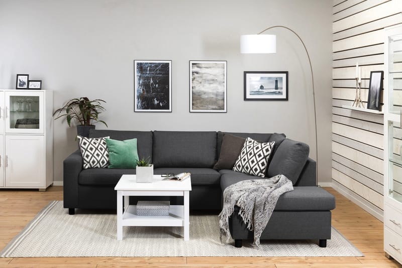 Crazy 3-personers Højrevendt L-formet Chaiselongsofa i Stof - Mørkegrå - Møbler - Sofaer - Sofa med chaiselong