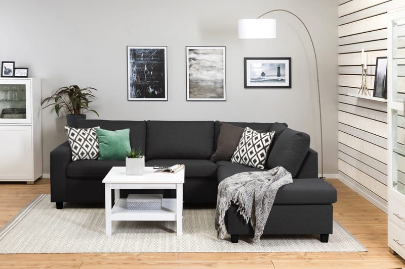 Crazy 3-personers Højrevendt L-formet Chaiselongsofa i Stof - Antracit - Møbler - Sofaer - Sofa med chaiselong