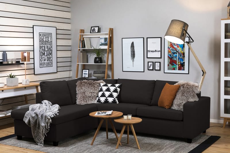 Crazy 3-personers Venstrevendt L-formet Chaiselongsofa i Stof - Antracit - Møbler - Sofaer - Sofa med chaiselong